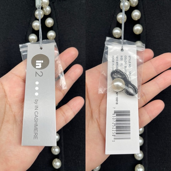 Incashmere  pearl trim wool blend cardigan size XL - Picture 11 of 16